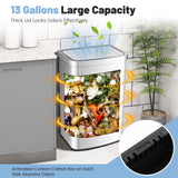 Cubo de basura automático de 13 galones con sensor de movimiento infrarrojo rectangular-Plateado