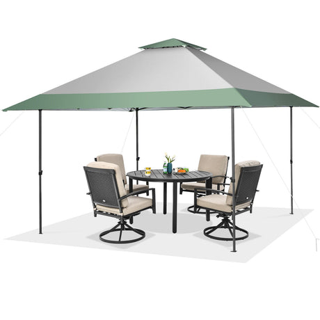 Toldo emergente de patio de 13 x 13 pies con refugio y bolsa con ruedas - Gris