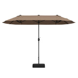 Sombrilla de mesa doble de patio de 13 pies con manivela - Beige