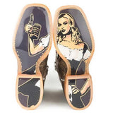 Tin Haul Toastin a Gnarly Shark / Beer Girl Sole (Brown Crackle) - Men's Leather Cowboy Boots