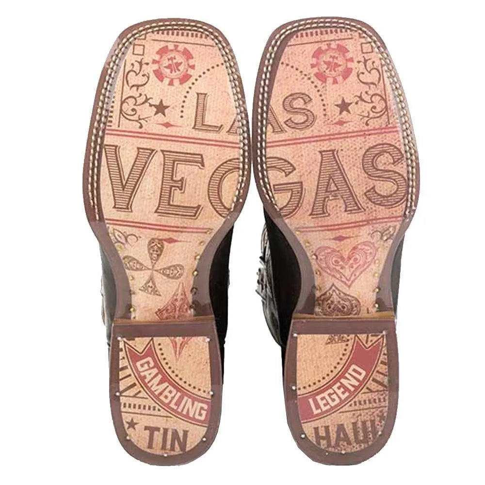 Bota Vaquera de Cuero para Hombre Tin Haul Kings / Gambling Legend (Negra)