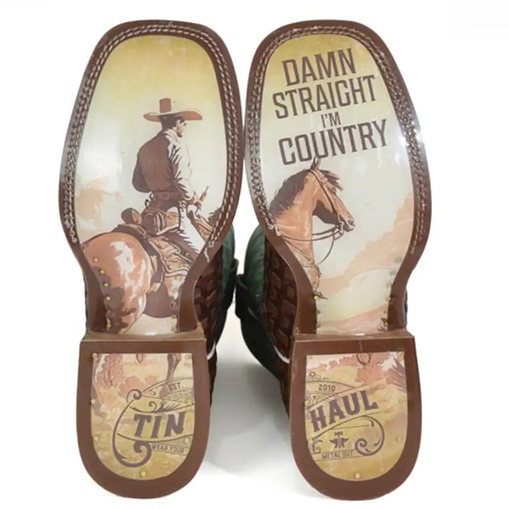 Bota Vaquera de Cuero para Hombre Tin Haul Tangled/I'm Country