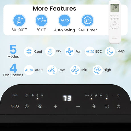 Aire Acondicionado Portátil Inverter de 14000 BTU, 3 en 1, con Wifi, Unidad de AC – Blanco
