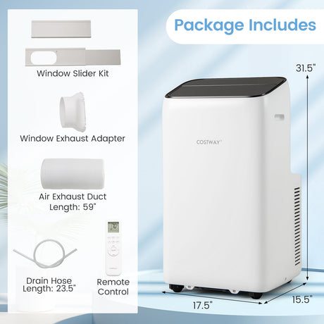Aire Acondicionado Portátil Inverter de 14000 BTU, 3 en 1, con Wifi, Unidad de AC – Blanco
