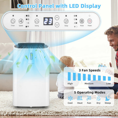 Aire acondicionado portátil inteligente de 14,000 BTU – Aplicación y WiFi