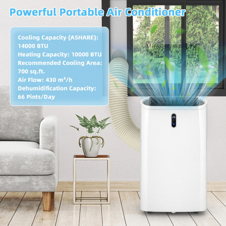 Aire acondicionado portátil inteligente de 14,000 BTU – Aplicación y WiFi