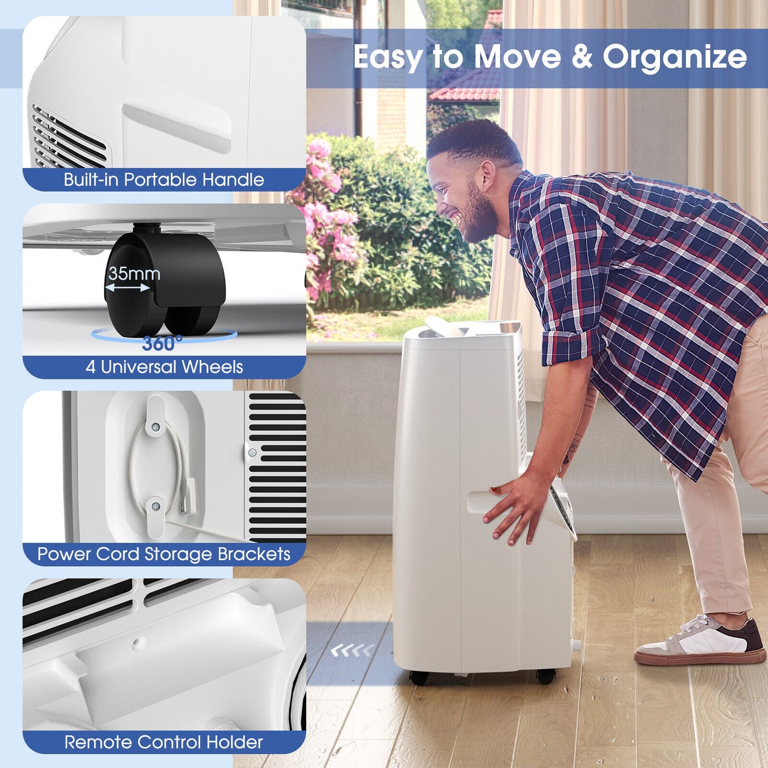 Aire acondicionado portátil de 14000 BTU(Ashrae) con control remoto