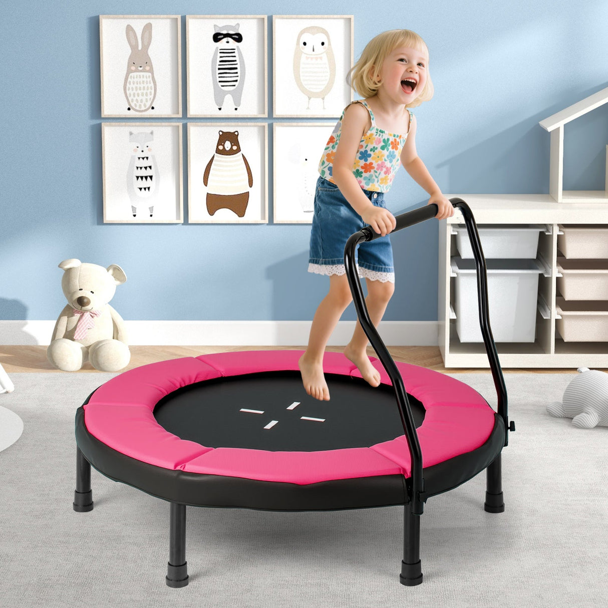 Trampolín de 40 pulgadas para niños, trampolín de fitness para interiores y exteriores