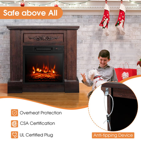 Mueble para TV de 1400W con chimenea eléctrica y control remoto