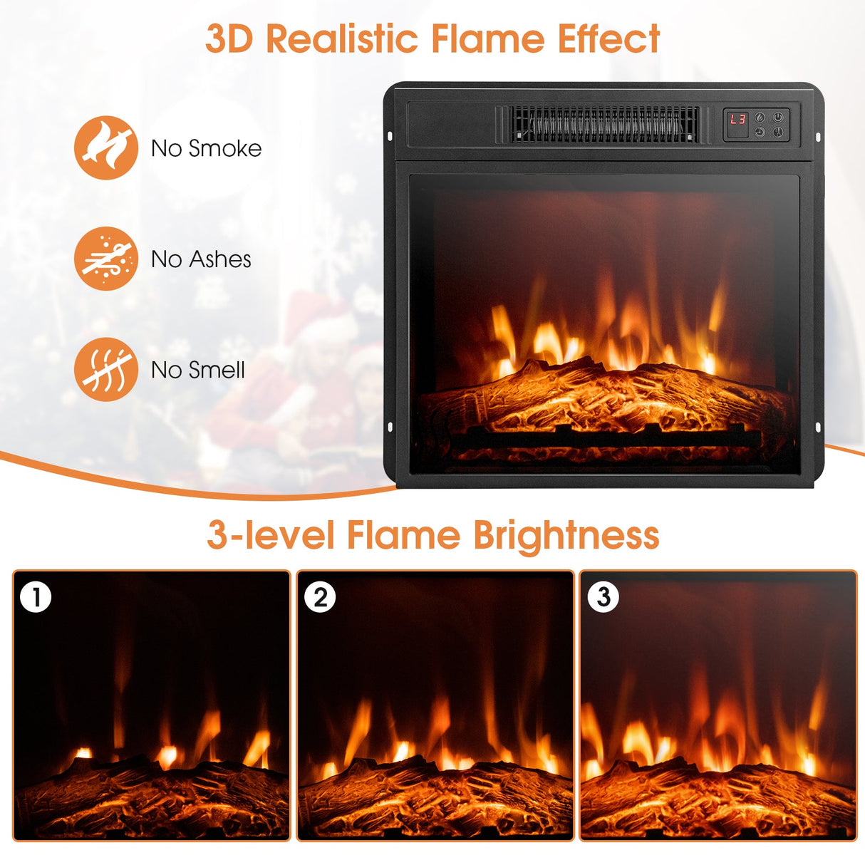 Mueble para TV de 1400W con chimenea eléctrica y control remoto