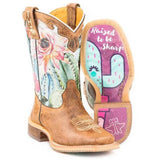 Botas de vaquera de cuero Tin Haul Cactilicious / Raised To be Sharp Sole (Blanco) - Niños pequeños/Niños grandes