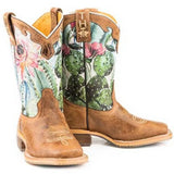 Botas de vaquera de cuero Tin Haul Cactilicious / Raised To be Sharp Sole (Blanco) - Niños pequeños/Niños grandes