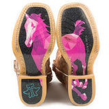Botas vaqueras de cuero Tin Haul Mish and Mash / Geometric Pony Sole (Multi) - Niños pequeños/grandes