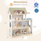 Casa de muñecas de madera para niños, casa de juegos de simulación con 33 accesorios de muebles - Verde