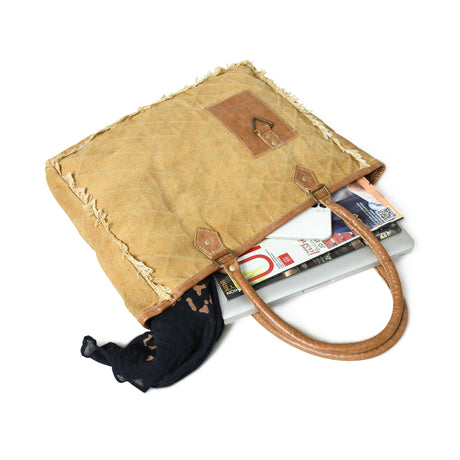 Bolso de lona bohemio chic beige
