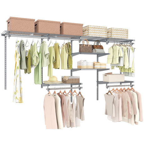 Sistema de almacenamiento y organización de armarios de 4-8 pies con barra para colgar para lavadero y dormitorio
