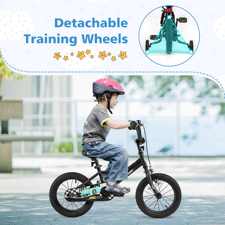 Bicicleta infantil de 14 pulgadas ajustable para niños de 3 a 5 años con cuadro de paso bajo