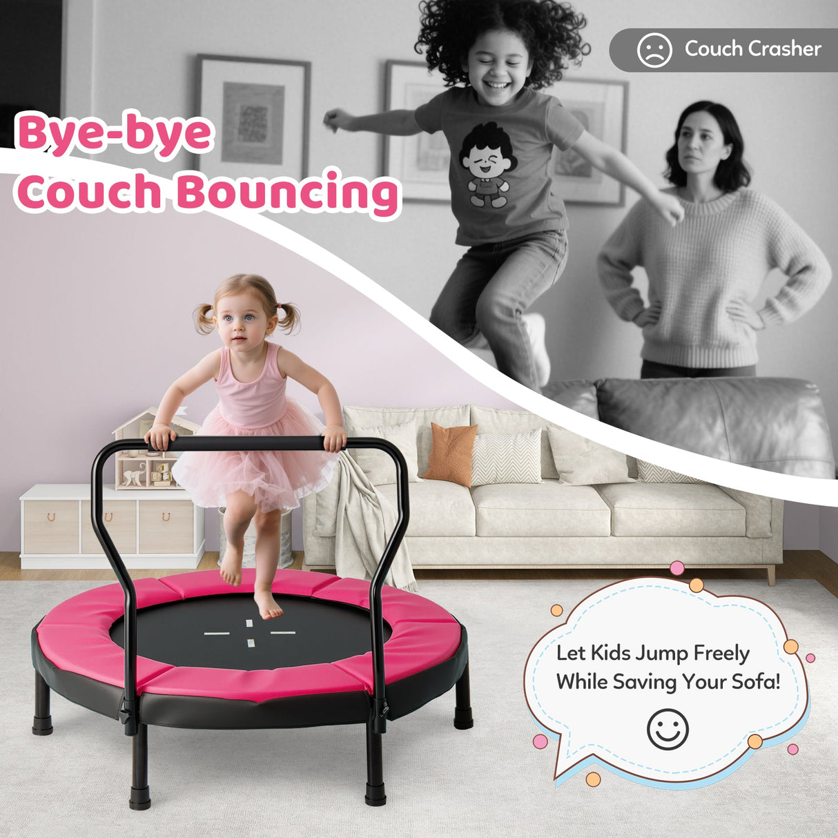 Trampolín de 40 pulgadas para niños, trampolín de fitness para interiores y exteriores