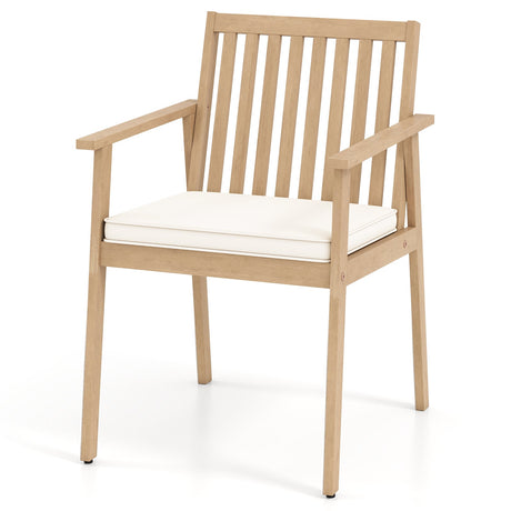 2 Sillas de comedor de patio Sillas de exterior de madera de acacia con cojín acolchado extraíble