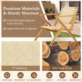 Outdoor and Indoor Teak Wood Patio Chair wuth Webbing Seat and Backrest-Natural