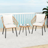 Juego de bistro de 3 piezas para patio con estructura de metal de alta resistencia - Beige