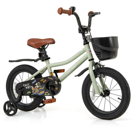 Bicicleta infantil de 14 pulgadas ajustable con ruedas de entrenamiento para niños de 3 a 5 años