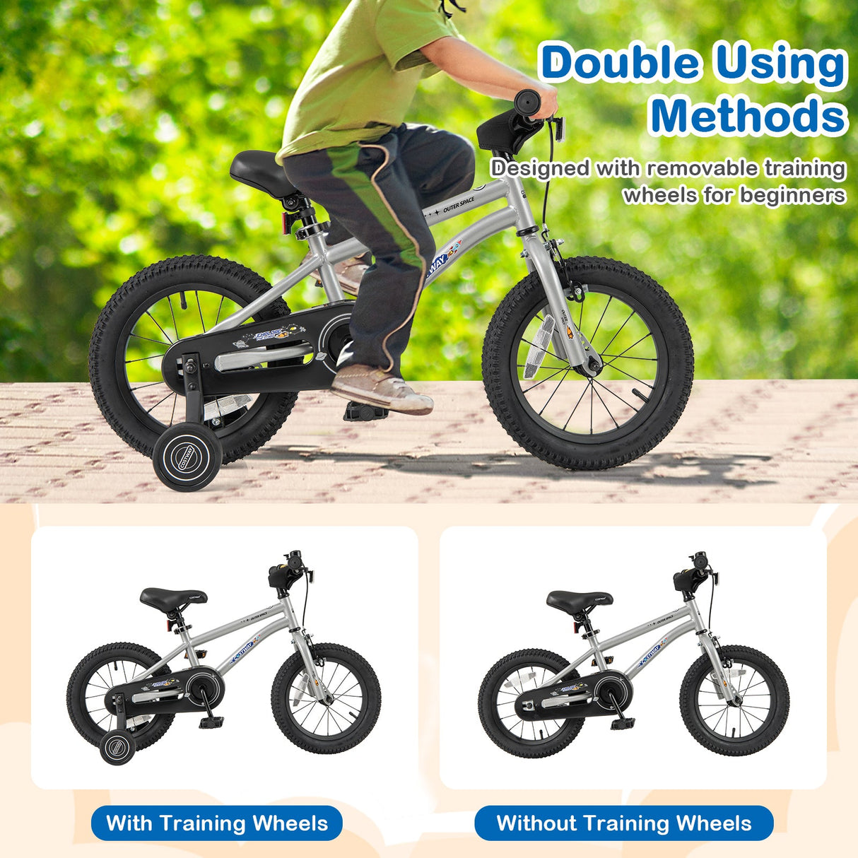 Bicicleta para niños y niñas de 4 a 7 años de 16 pulgadas, ajustable con cuadro de acero de alto carbono - 16 pulgadas