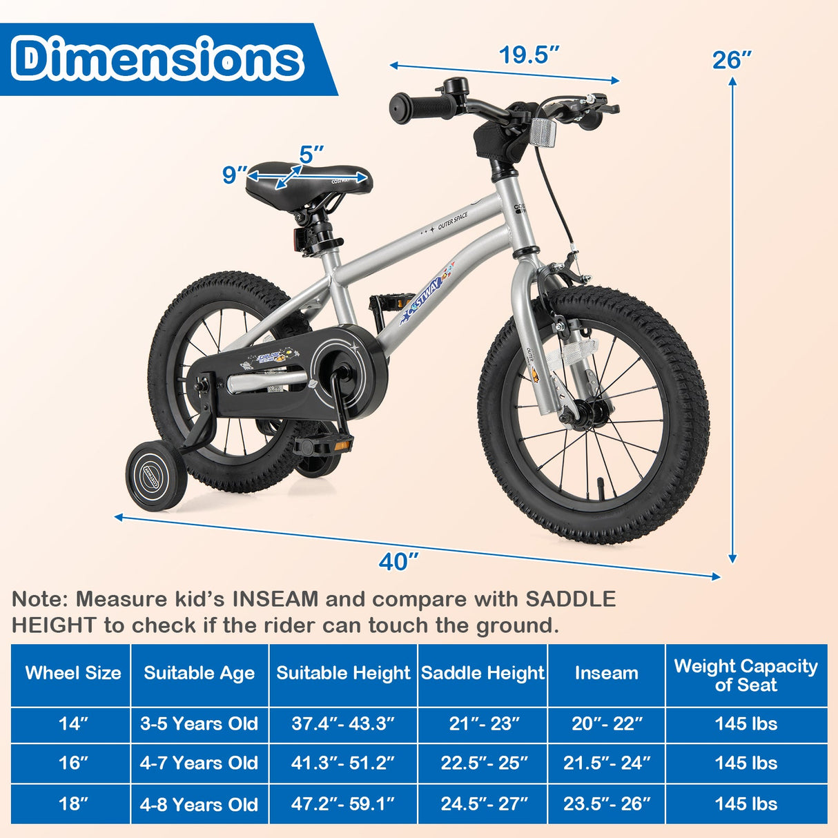 Bicicleta para niños y niñas de 4 a 7 años de 16 pulgadas, ajustable con cuadro de acero de alto carbono - 16 pulgadas