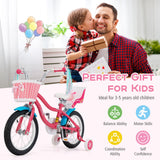 Bicicleta de 16 pulgadas para niñas de 4 a 7 años con asiento para muñecas y ruedas de entrenamiento