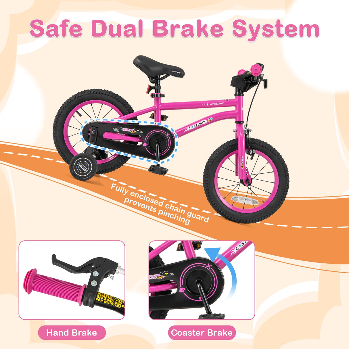 Bicicleta para niños de 16 pulgadas para 4-7 años ajustable con ruedas de entrenamiento extraíbles - 16 pulgadas