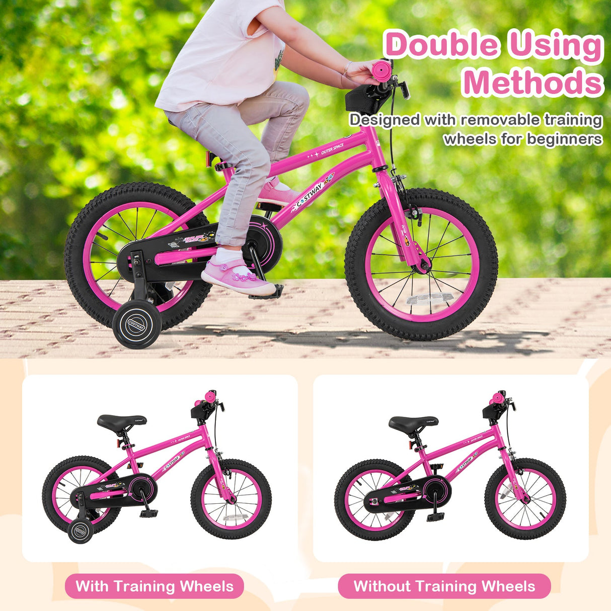 Bicicleta para niños de 16 pulgadas para 4-7 años ajustable con ruedas de entrenamiento extraíbles - 16 pulgadas