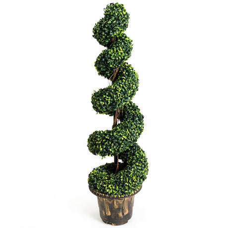 Juego de 2 árboles espirales de boj artificial de 4 pies para decoración