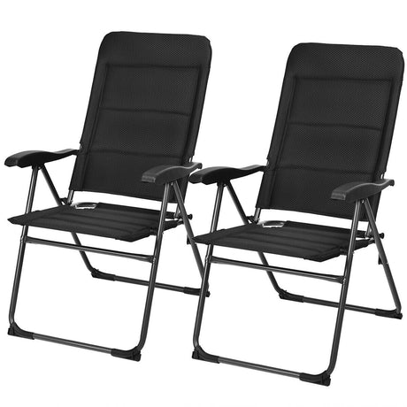 2 sillas plegables de patio para exteriores con respaldo ajustable para bistró y patio trasero