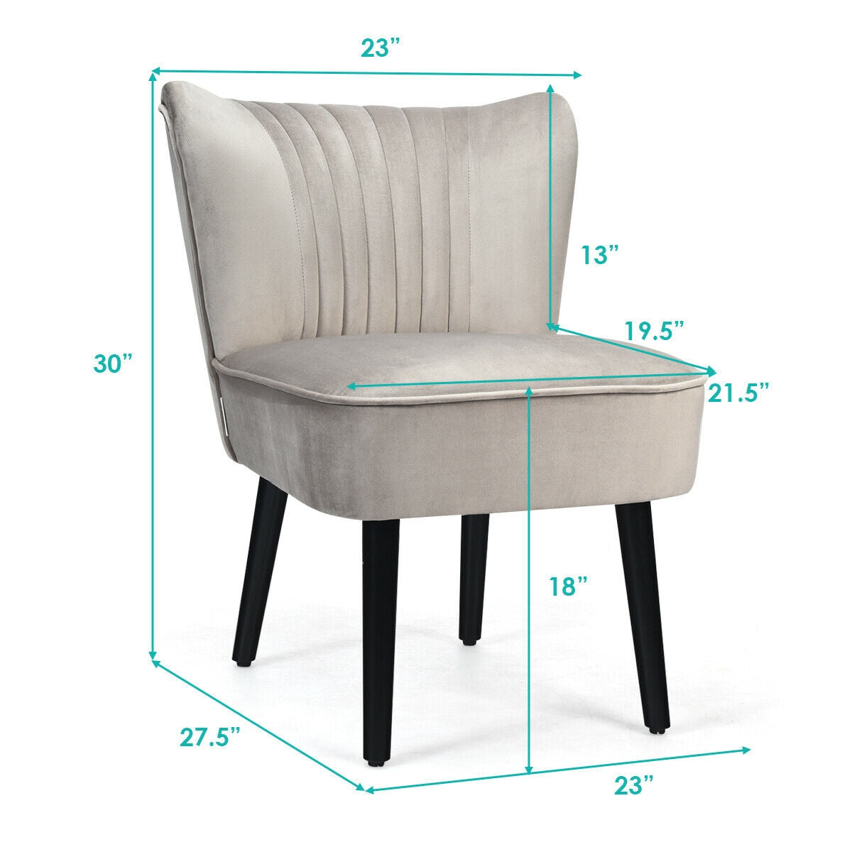 Juego de 2 sillones modernos tapizados con patas de madera maciza