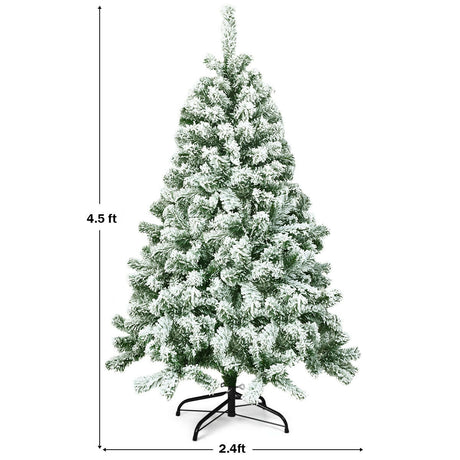 4.5 Feet Snow Flocked Artificial Christmas Tree with 400 Tips