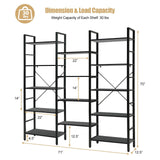 Vintage Triple Wide 5-Tier Bookcase Large Bookshelf Display Storage Shelf