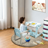 Set de mesa y silla para niños 2 en 1 con caballete y tablero de pintura artística ajustable
