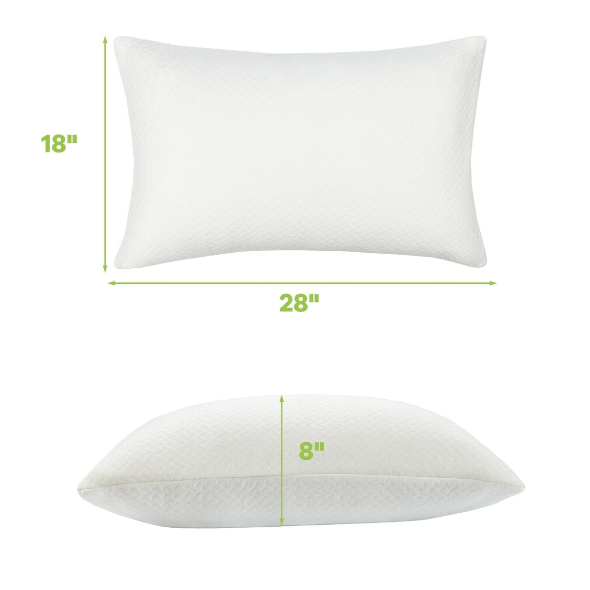 Juego de 2 almohadas de espuma viscoelástica triturada de 28 x 18 pulgadas con funda refrescante de bambú