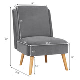 Sillón auxiliar sin brazos de terciopelo con patas de madera de caucho para dormitorio
