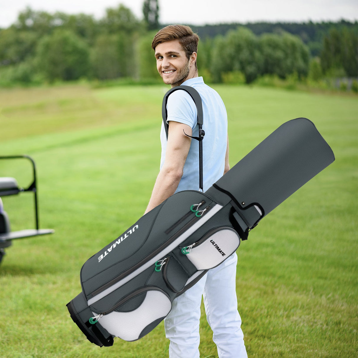 Bolsa para palos de golf con 14 separadores y 7 bolsillos con cremallera