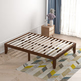 Base de cama de plataforma de madera de tamaño completo de 14 pulgadas con soporte de listones de madera
