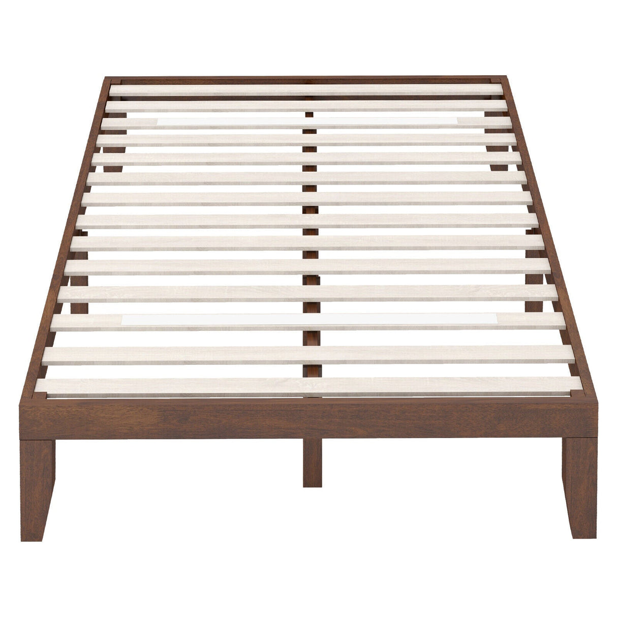 Base de cama de plataforma de madera de tamaño completo de 14 pulgadas con soporte de listones de madera