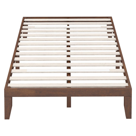 Base de cama de plataforma de madera de tamaño completo de 14 pulgadas con soporte de listones de madera