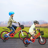 Bicicleta Infantil de 14 Pulgadas Roja con Casco Azul y Set Protector
