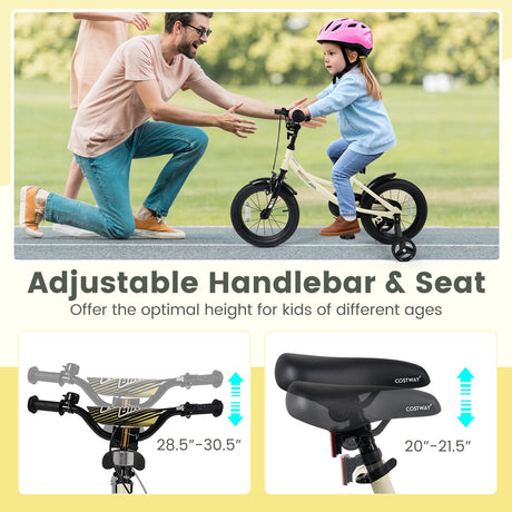 Bicicleta deportiva de 14 pulgadas para niños con ruedas de entrenamiento extraíbles