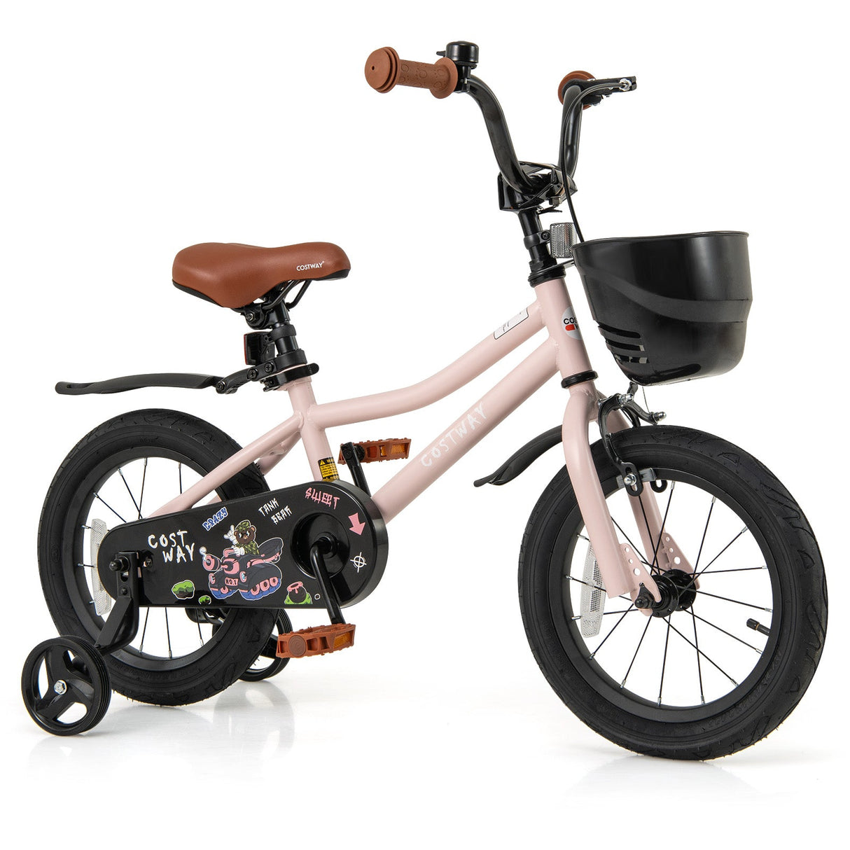 Bicicleta para niños de 14 pulgadas con cesta y manillar ajustable para 3-5 años