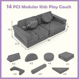 14 PCS Modular Kids Play Couch for Playroom and Bedroom