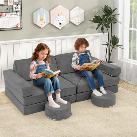 Sofá de juegos modular de 14 piezas para cuarto de juegos y dormitorio