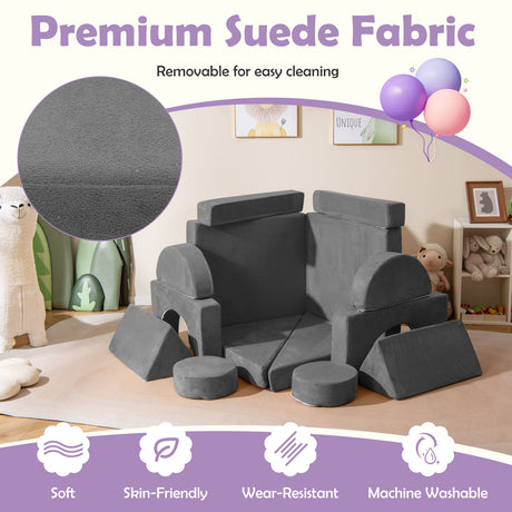 Sofá de juegos modular de 14 piezas para cuarto de juegos y dormitorio