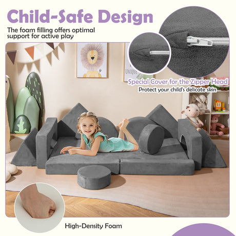 Sofá de juegos modular de 14 piezas para cuarto de juegos y dormitorio
